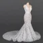 High-end Champagne Lace Bridal Wedding Dresses 2020 Trumpet / Mermaid Deep V-Neck Sleeveless Backless Chapel Train Ruffle