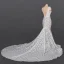 High-end Champagne Lace Bridal Wedding Dresses 2020 Trumpet / Mermaid Deep V-Neck Sleeveless Backless Chapel Train Ruffle