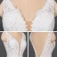High-end Champagne Lace Bridal Wedding Dresses 2020 Trumpet / Mermaid Deep V-Neck Sleeveless Backless Chapel Train Ruffle