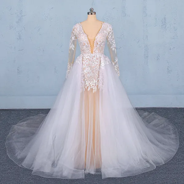 Charming White Bridal Wedding Dresses 2020 Trumpet / Mermaid See ...
