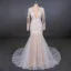 Charmant Blanche La Mariée Robe De Mariée 2020 Trompette / Sirène Transparentes Col v profond Manches Longues Dos Nu Appliques En Dentelle Perlage Détachable Cathedral Train Volants