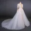 Charmant Blanche La Mariée Robe De Mariée 2020 Trompette / Sirène Transparentes Col v profond Manches Longues Dos Nu Appliques En Dentelle Perlage Détachable Cathedral Train Volants
