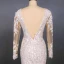 Charmant Blanche La Mariée Robe De Mariée 2020 Trompette / Sirène Transparentes Col v profond Manches Longues Dos Nu Appliques En Dentelle Perlage Détachable Cathedral Train Volants
