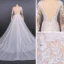 Charmant Blanche La Mariée Robe De Mariée 2020 Trompette / Sirène Transparentes Col v profond Manches Longues Dos Nu Appliques En Dentelle Perlage Détachable Cathedral Train Volants