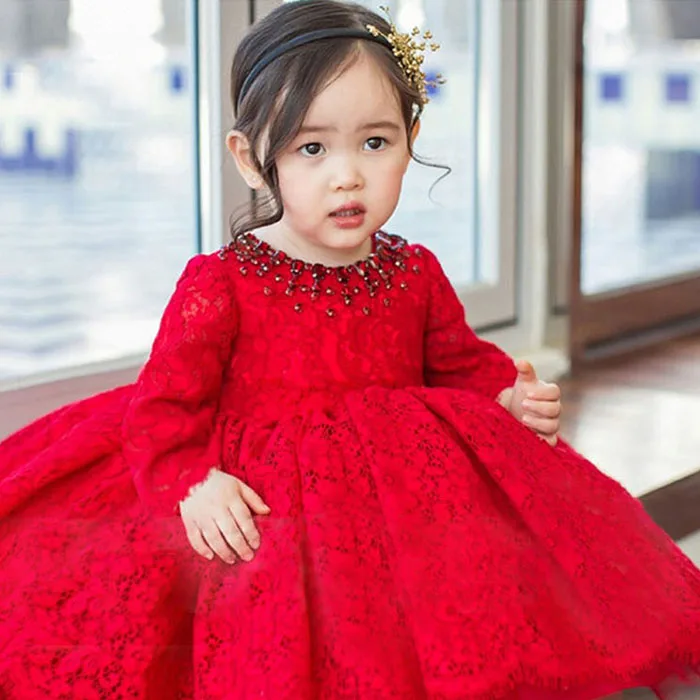 knee length dresses for ladies Farida Red Lace Maxi Dress - US 10 main image 1