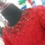 Chic / Beautiful Red Lace Birthday Flower Girl Dresses 2020 Ball Gown Scoop Neck 1/2 Sleeves Bow Rhinestone Short Ruffle Wedding Party Dresses
