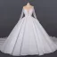 Luxe Ivoire Transparentes La Mariée Robe De Mariée 2020 Robe Boule Encolure Dégagée Manches Longues Fait main Perlage Glitter Tulle Cathedral Train
