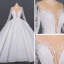 Luxe Ivoire Transparentes La Mariée Robe De Mariée 2020 Robe Boule Encolure Dégagée Manches Longues Fait main Perlage Glitter Tulle Cathedral Train
