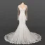 Luxury / Gorgeous Ivory See-through Bridal Wedding Dresses 2020 Trumpet / Mermaid Scoop Neck Long Sleeve Appliques Lace Beading Sequins Court Train Ruffle