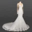Luxury / Gorgeous Ivory See-through Bridal Wedding Dresses 2020 Trumpet / Mermaid Scoop Neck Long Sleeve Appliques Lace Beading Sequins Court Train Ruffle