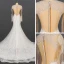Luxury / Gorgeous Ivory See-through Bridal Wedding Dresses 2020 Trumpet / Mermaid Scoop Neck Long Sleeve Appliques Lace Beading Sequins Court Train Ruffle