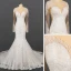 Luxury / Gorgeous Ivory See-through Bridal Wedding Dresses 2020 Trumpet / Mermaid Scoop Neck Long Sleeve Appliques Lace Beading Sequins Court Train Ruffle