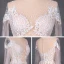 High-end Champagne Bridal Wedding Dresses 2020 A-Line / Princess See-through Scoop Neck Long Sleeve Appliques Lace Beading Pearl Sweep Train Ruffle