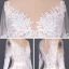Luxe Blanche Plage Été Transparentes Robe De Mariée 2020 Robe Boule Encolure Dégagée Manches Longues Appliques En Dentelle Cathedral Train Volants
