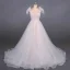 High-end Champagne Bridal Wedding Dresses 2020 Ball Gown Shoulders Bow V-Neck Sleeveless Backless Appliques Lace Beading Glitter Tulle Court Train Ruffle