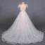 High-end Champagne Bridal Wedding Dresses 2020 Ball Gown Shoulders Bow V-Neck Sleeveless Backless Appliques Lace Beading Glitter Tulle Court Train Ruffle