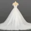 Elegant Ivory Bridal Wedding Dresses 2020 Ball Gown See-through Scoop Neck Short Sleeve Appliques Lace Sequins Beading Glitter Tulle Chapel Train Ruffle