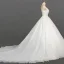 Elegant Ivory Bridal Wedding Dresses 2020 Ball Gown See-through Scoop Neck Short Sleeve Appliques Lace Sequins Beading Glitter Tulle Chapel Train Ruffle