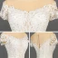 Elegant Ivory Bridal Wedding Dresses 2020 Ball Gown See-through Scoop Neck Short Sleeve Appliques Lace Sequins Beading Glitter Tulle Chapel Train Ruffle