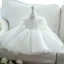 Chic / Beautiful White Organza Flower Girl Dresses 2020 Ball Gown Scoop Neck Long Sleeve Appliques Lace Beading Bow Short Ruffle Wedding Party Dresses