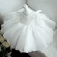Chic / Beautiful White Organza Flower Girl Dresses 2020 Ball Gown Scoop Neck Long Sleeve Appliques Lace Beading Bow Short Ruffle Wedding Party Dresses