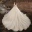 Vintage / Originale Champagne Transparentes La Mariée Robe De Mariée 2020 Robe Boule Col Haut 1/2 Manches Dos Nu Appliques En Dentelle Perlage Paillettes Cathedral Train Volants