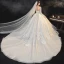 Meilleur Champagne La Mariée Robe De Mariée 2020 Robe Boule Transparentes Encolure Dégagée Manches Longues Dos Nu Appliques En Dentelle Perlage Glitter Tulle Cathedral Train Volants