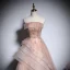 Chic / Beautiful Champagne Organza Prom Dresses 2020 A-Line / Princess Strapless Sleeveless Appliques Flower Beading Floor-Length / Long Ruffle Backless Formal Dresses