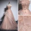 Chic / Beautiful Champagne Organza Prom Dresses 2020 A-Line / Princess Strapless Sleeveless Appliques Flower Beading Floor-Length / Long Ruffle Backless Formal Dresses