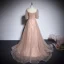 Style Victorien Champagne Robe De Bal 2020 Princesse Encolure Carrée Gonflée Manches Courtes Ceinture Paillettes Train De Balayage Volants Dos Nu Robe De Ceremonie