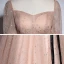 Style Victorien Champagne Robe De Bal 2020 Princesse Encolure Carrée Gonflée Manches Courtes Ceinture Paillettes Train De Balayage Volants Dos Nu Robe De Ceremonie