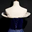 Simple Bleu Marine Robe De Bal 2020 Princesse De l'épaule Manches Courtes à carreaux Tulle Longue Volants Dos Nu Robe De Ceremonie