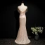 Scintillantes Champagne Doré Paillettes Robe De Soirée 2020 Trompette / Sirène Transparentes Encolure Dégagée Sans Manches Perlage Gland Longue Dos Nu Robe De Ceremonie