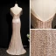 Scintillantes Champagne Doré Paillettes Robe De Soirée 2020 Trompette / Sirène Transparentes Encolure Dégagée Sans Manches Perlage Gland Longue Dos Nu Robe De Ceremonie