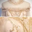 Vintage / Retro Champagne Prom Dresses 2020 A-Line / Princess See-through High Neck Long Sleeve Beading Glitter Tulle Floor-Length / Long Ruffle Backless Formal Dresses