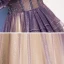 Charmant Violett Farbverlauf Ballkleider 2020 A Linie Off Shoulder Kurze Ärmel Perlenstickerei Glanz Tülle Sweep / Pinsel Zug Rüschen Rückenfreies Festliche Kleider