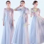 Affordable Sky Blue Bridesmaid Dresses 2020 A-Line / Princess Backless Appliques Lace Ankle Length Ruffle