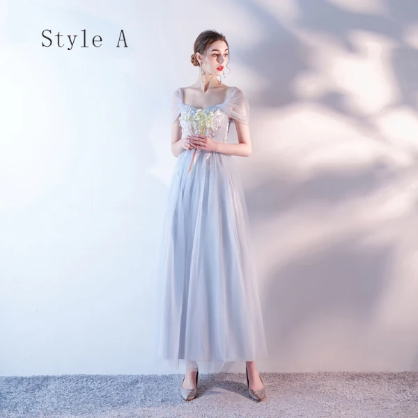 Affordable Sky Blue Bridesmaid Dresses 2020 A-Line / Princess Backless Appliques Lace Ankle Length Ruffle