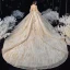 Style Victorien Champagne Transparentes La Mariée Robe De Mariée 2020 Robe Boule Col Haut Gonflée Manches Longues Dos Nu Appliques Paillettes Glitter Tulle Perlage Cathedral Train Volants