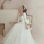 Abordable Ivoire Satin Jardin / Extérieur Robe De Mariée 2020 Princesse Encolure Carrée Gonflée 1/2 Manches Dos Nu Ceinture Faux Diamant Longue Volants