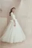 Abordable Ivoire Satin Jardin / Extérieur Robe De Mariée 2020 Princesse Encolure Carrée Gonflée 1/2 Manches Dos Nu Ceinture Faux Diamant Longue Volants