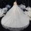 Illusion Champagne Transparentes La Mariée Robe De Mariée 2020 Robe Boule Encolure Dégagée 3/4 Manches Dos Nu Paillettes Perlage Glitter Tulle Cathedral Train Volants