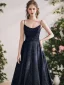 Meilleur Noire Dansant Robe De Bal 2020 Princesse Bretelles Spaghetti Sans Manches Paillettes Perlage Glitter Polyester Longue Volants Dos Nu Robe De Ceremonie