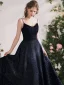 Meilleur Noire Dansant Robe De Bal 2020 Princesse Bretelles Spaghetti Sans Manches Paillettes Perlage Glitter Polyester Longue Volants Dos Nu Robe De Ceremonie