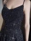Meilleur Noire Dansant Robe De Bal 2020 Princesse Bretelles Spaghetti Sans Manches Paillettes Perlage Glitter Polyester Longue Volants Dos Nu Robe De Ceremonie