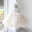 Elegant Champagne Birthday Flower Girl Dresses 2020 Ball Gown Scoop Neck Sleeveless Appliques Lace Beading Sash Short Ruffle Wedding Party Dresses
