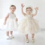 Elegant Champagne Birthday Flower Girl Dresses 2020 Ball Gown Scoop Neck Sleeveless Appliques Lace Beading Sash Short Ruffle Wedding Party Dresses