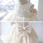 Elegant Champagne Birthday Flower Girl Dresses 2020 Ball Gown Scoop Neck Sleeveless Appliques Lace Beading Sash Short Ruffle Wedding Party Dresses