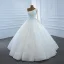 Luxury / Gorgeous White Bridal Wedding Dresses 2020 Ball Gown One-Shoulder Long Sleeve Backless Handmade  Beading Pearl Floor-Length / Long Ruffle