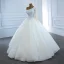 Luxury / Gorgeous White Bridal Wedding Dresses 2020 Ball Gown One-Shoulder Long Sleeve Backless Handmade  Beading Pearl Floor-Length / Long Ruffle